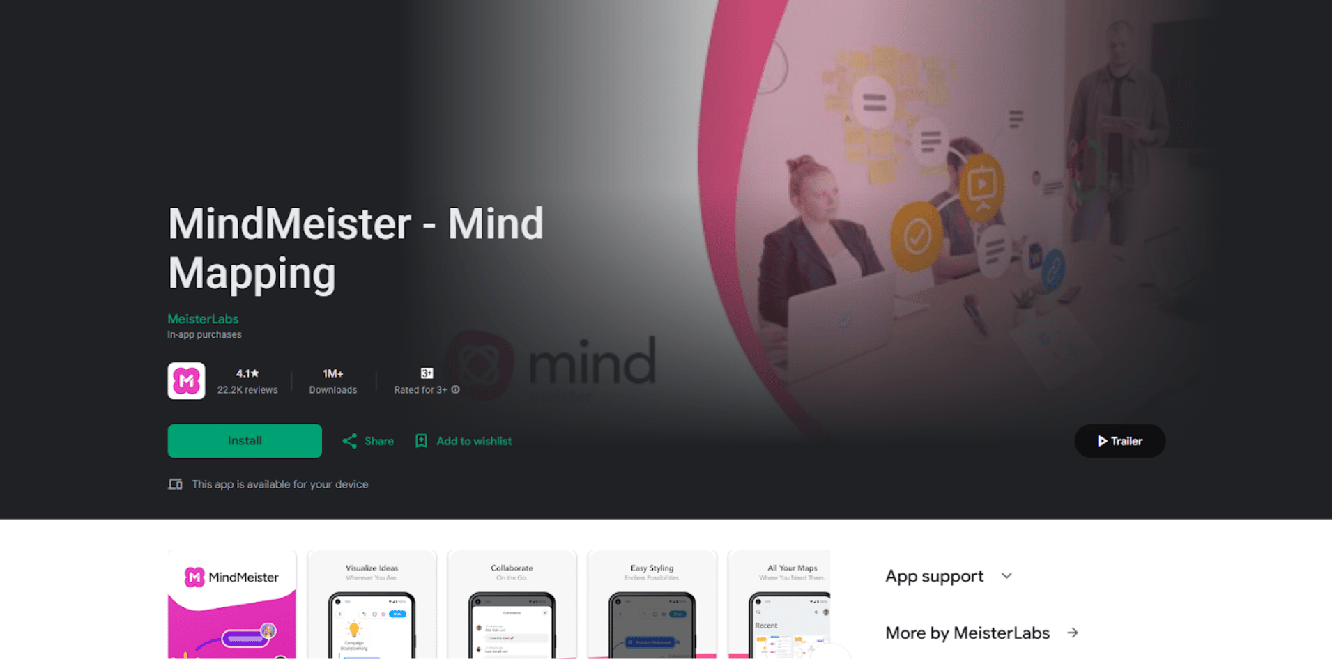 Screenshot of the Mindmeister app on Google Play