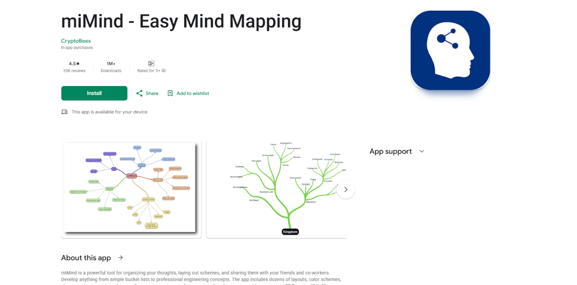 Screenshot of the miMind app on Google Play