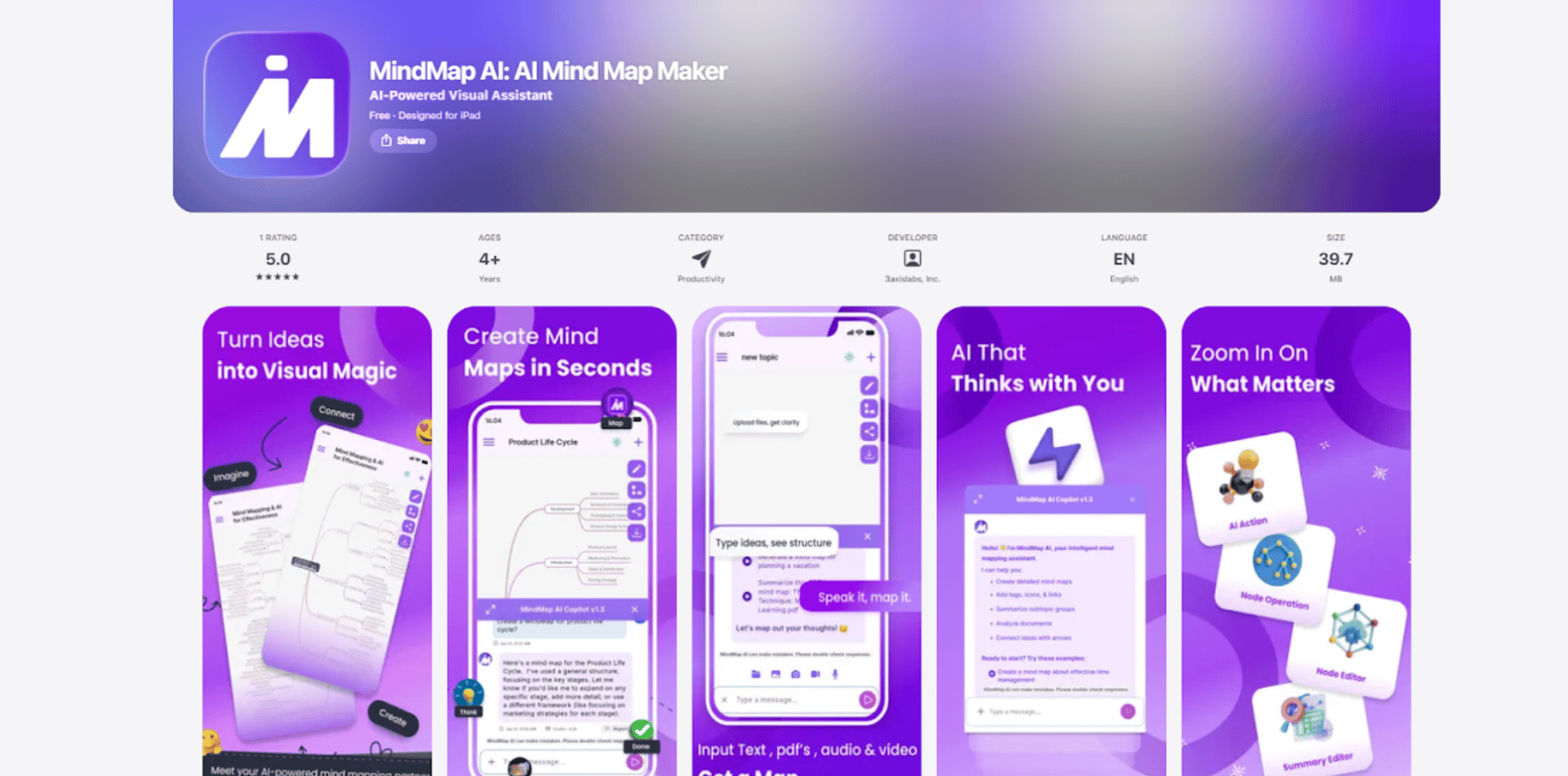 Screenshot of the MindMap AI app on the App Store