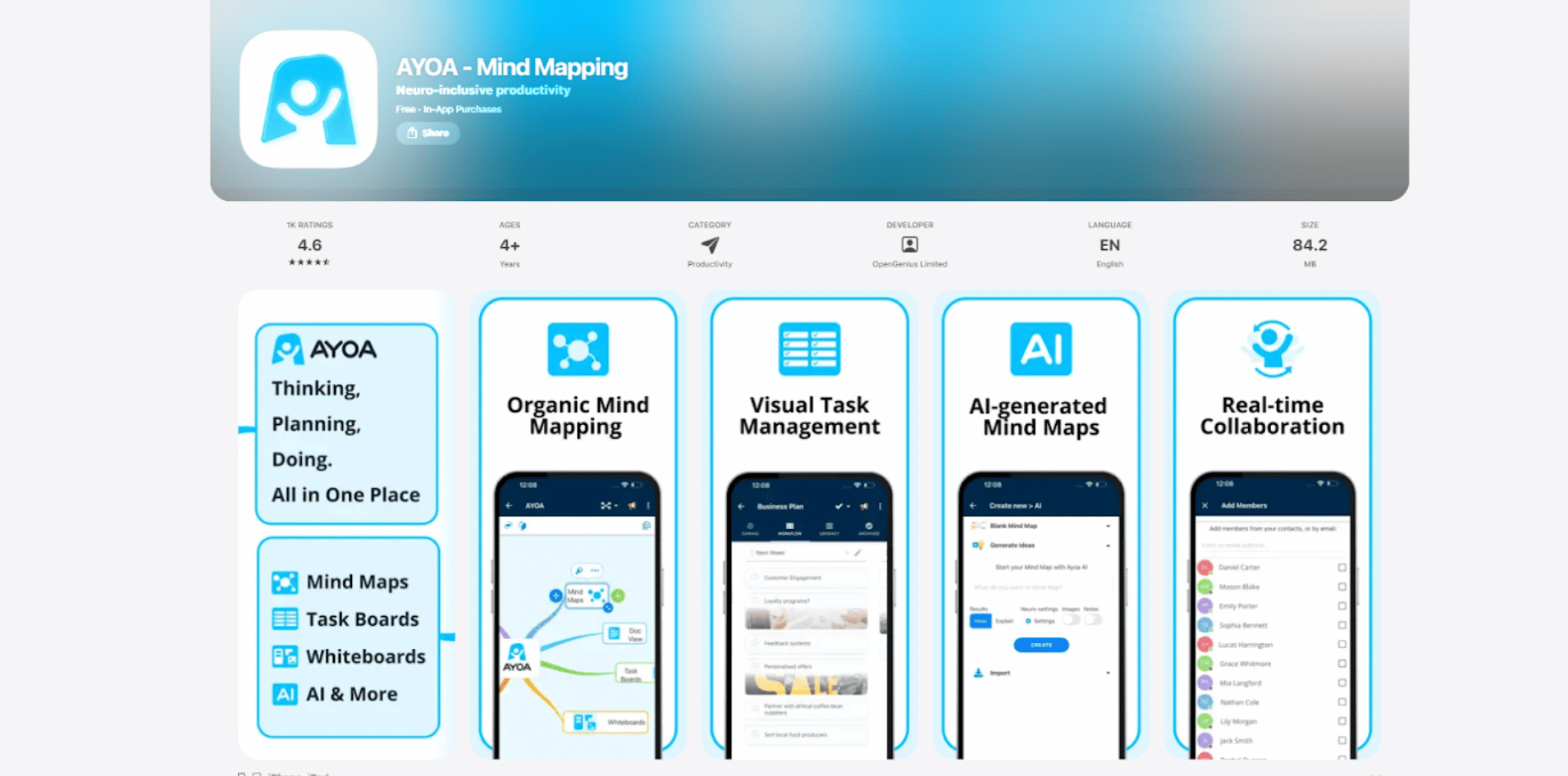 Screenshot of the Ayoa app on the App Store