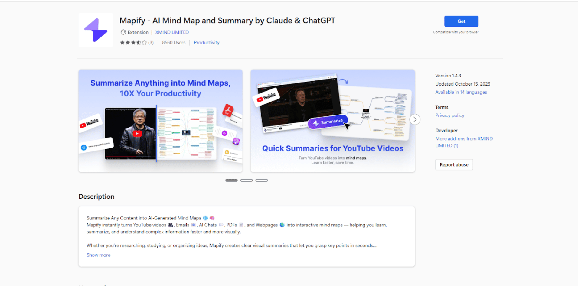 Screenshot of the Mapify Edge extension