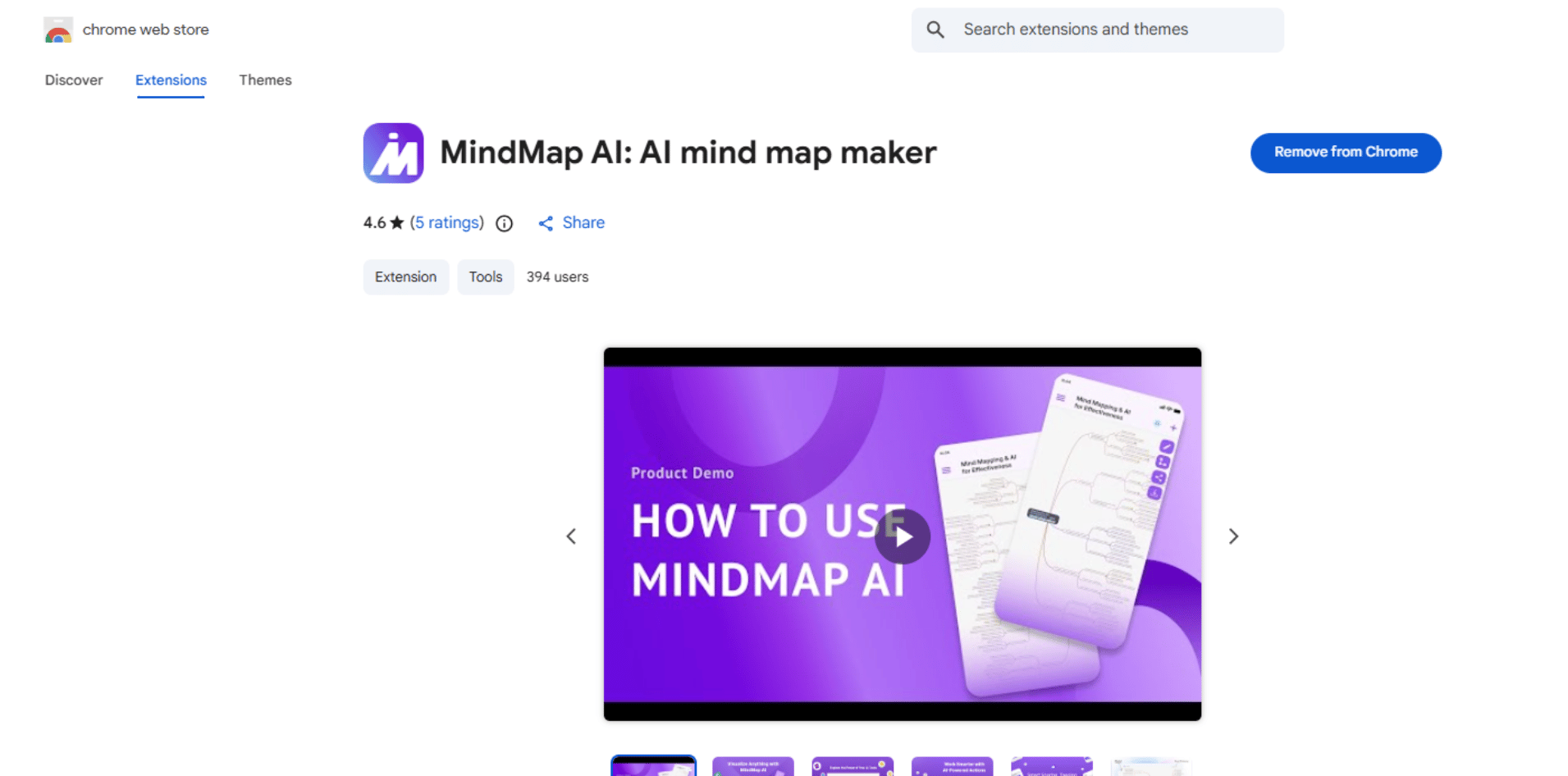 Screenshot of the MindMap AI Chrome extension
