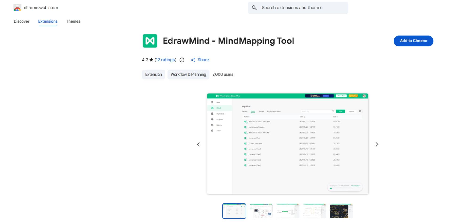 Screenshot of the EdrawMind Chrome extension