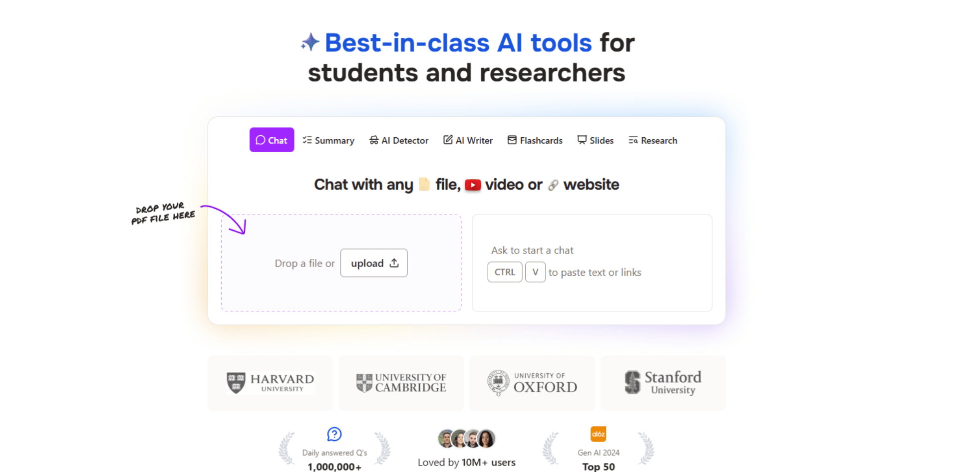 Chatpdf's PDF Summarize screenshot